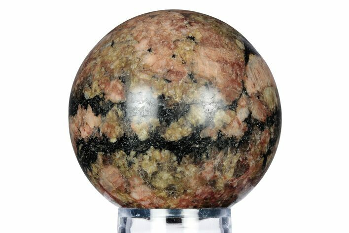 Polished Red Feldspar and Tourmaline Sphere - Madagascar #318220